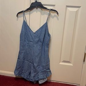 Sage - Blue Striped Romper